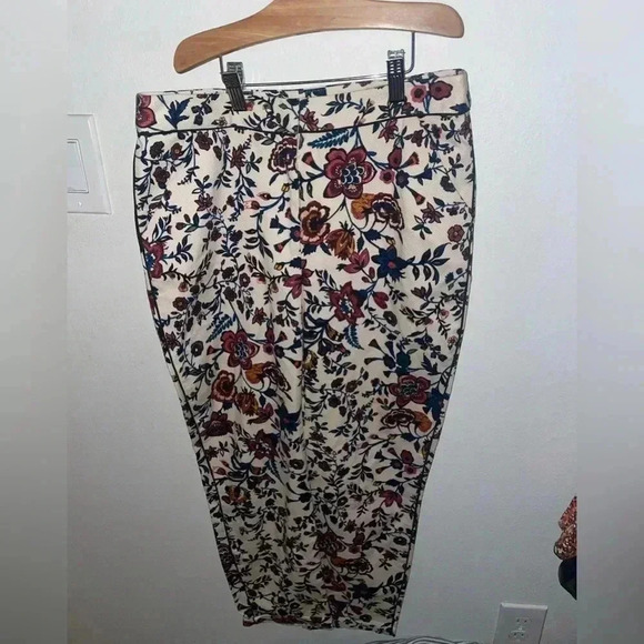 Topshop beige floral multicolor pants size 6 - Picture 1 of 5